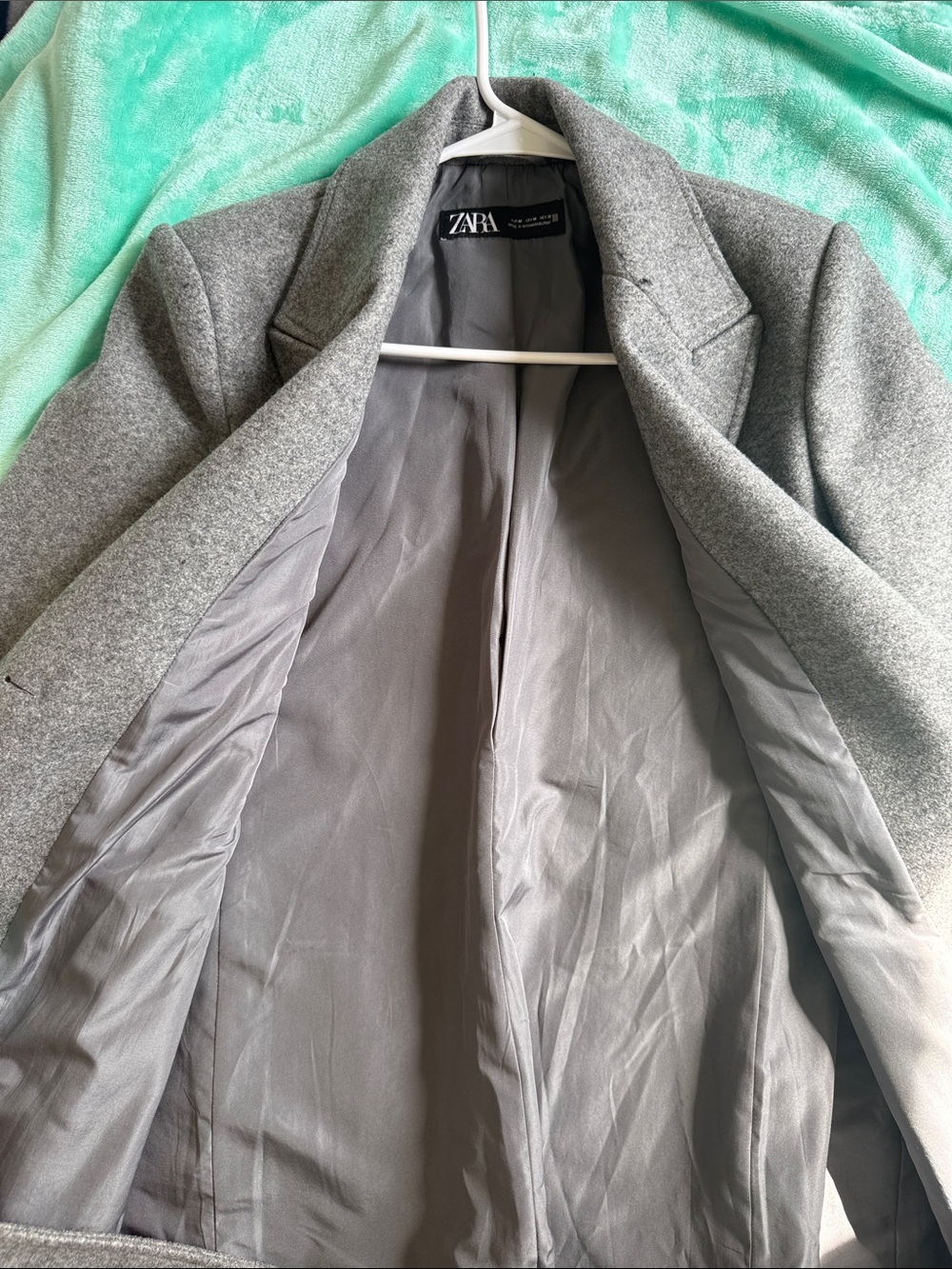 Zara Light Grey Wool-Blend Blazer Jacket